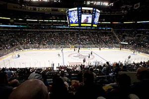 The Bank Atlantic Center, half-empty, during a 2009 contest with the hometown Florida Panthers taking on the Pittsburgh Penguins.