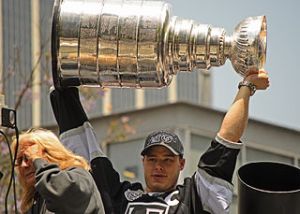 Dustin Brown and the Los Angeles Kings are defending their Stanley Cup in 2012-13's lockout shortened season. (Image courtesy WikiCommons)